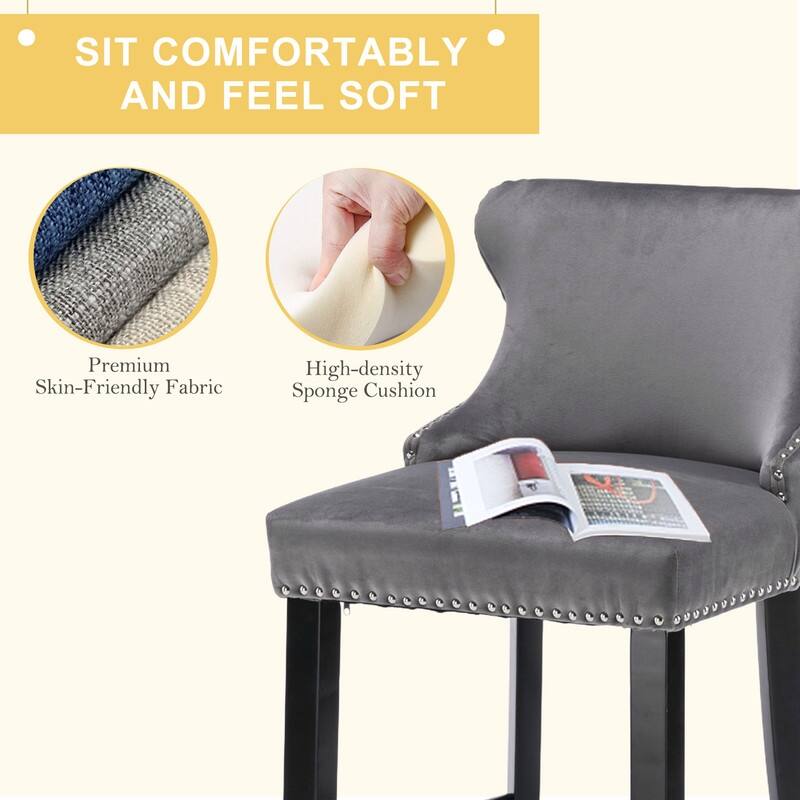 Upholstered Wing Back Bar Stools (Set of 4)