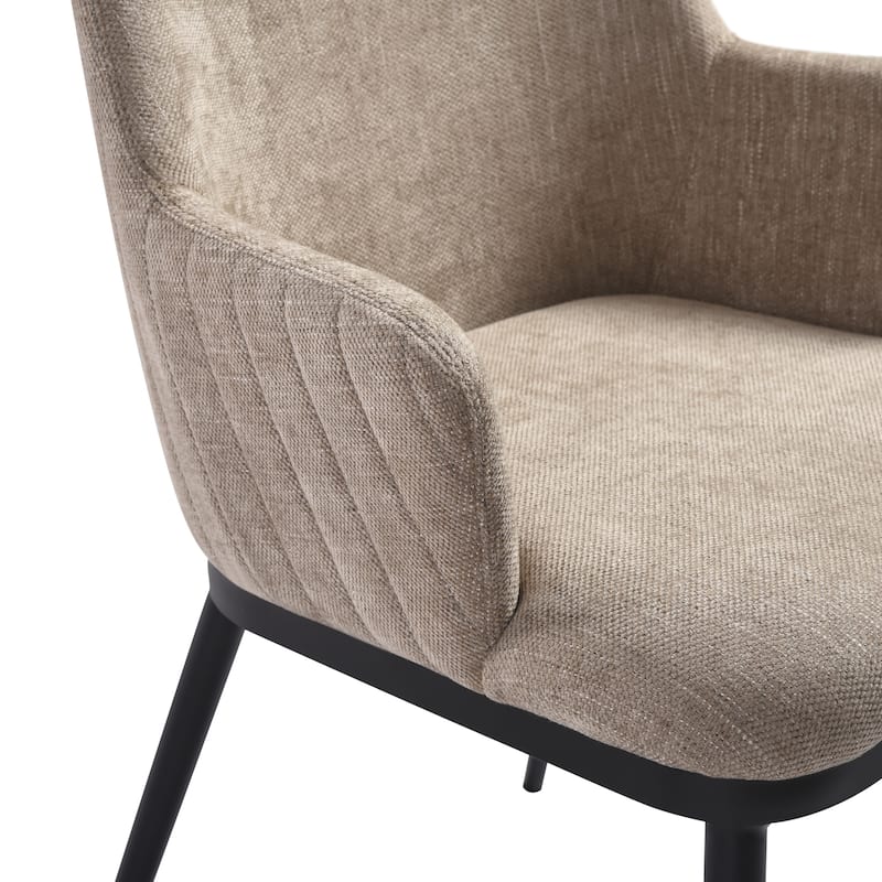 Mae Modern Almond Upholstered Dining Chair with Curved Back and Arms - Set of 2