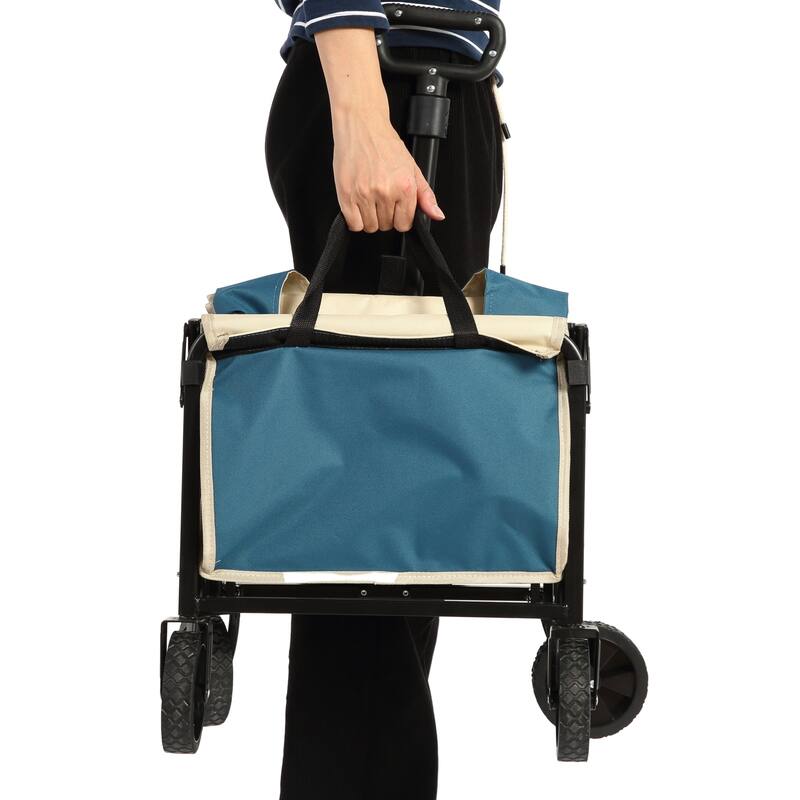 Lightweight Heavy Duty Folding Beach Wagon with Wheels, Large Capacity