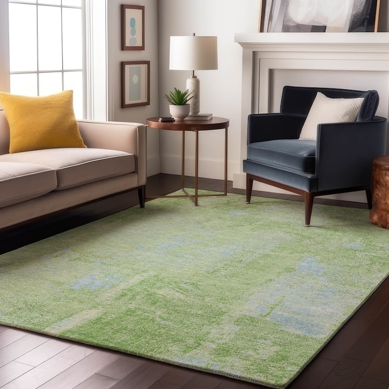 Premium Washable Super Soft Abstrct Flair Mayfield Rug - Green - 9' x 12'