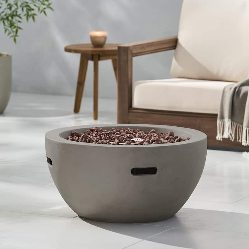 Erato Outdoor 40,000 BTU Lightweight Concrete Fire Pit Bowl (No Tank Holder) by Christopher Knight Home