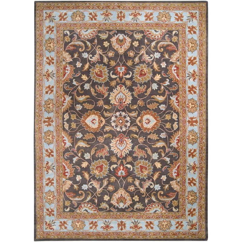 Livabliss Caesar Updated Traditional Border Area Rug. - 8' x 11' - Charcoal/Blue - Rectangle