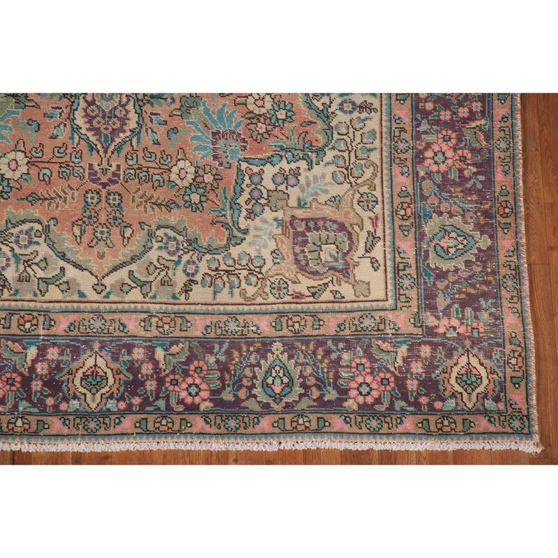 Tabriz Persian Vintage Area Rug Handmade Wool Carpet - 6'7" x 9'6"