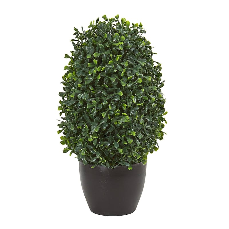 Nearly Natural 13" Boxwood Topiary Artificial Plant UV Resistant (Indoor/Outdoor) - Green - Green