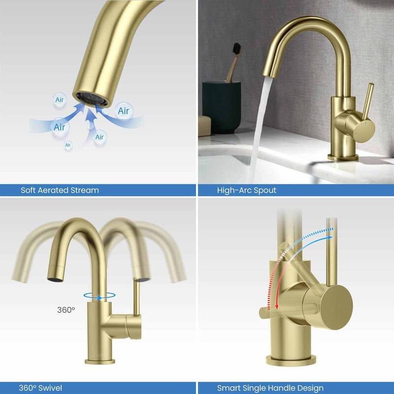 Circular Single Handle High-Arc Bathroom Sink Faucet with Pop Up Drain
