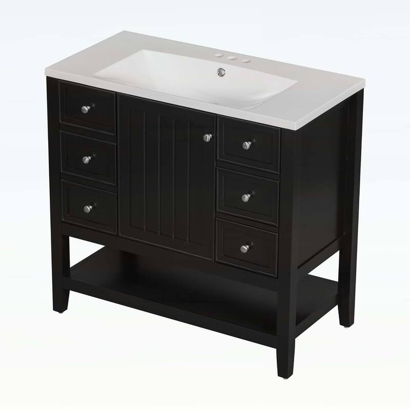 Bathroom Vanity with Sink,Cabinet,and Drawers,Open Shelf