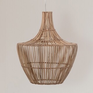 Open-Weave Wicker Ceiling Light - 15.8"L x 15.8"W x 19.3"H