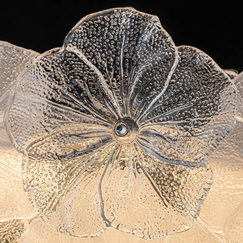 Linear LED Chandelier with Clear & Frosted Glass Petals Dimmable