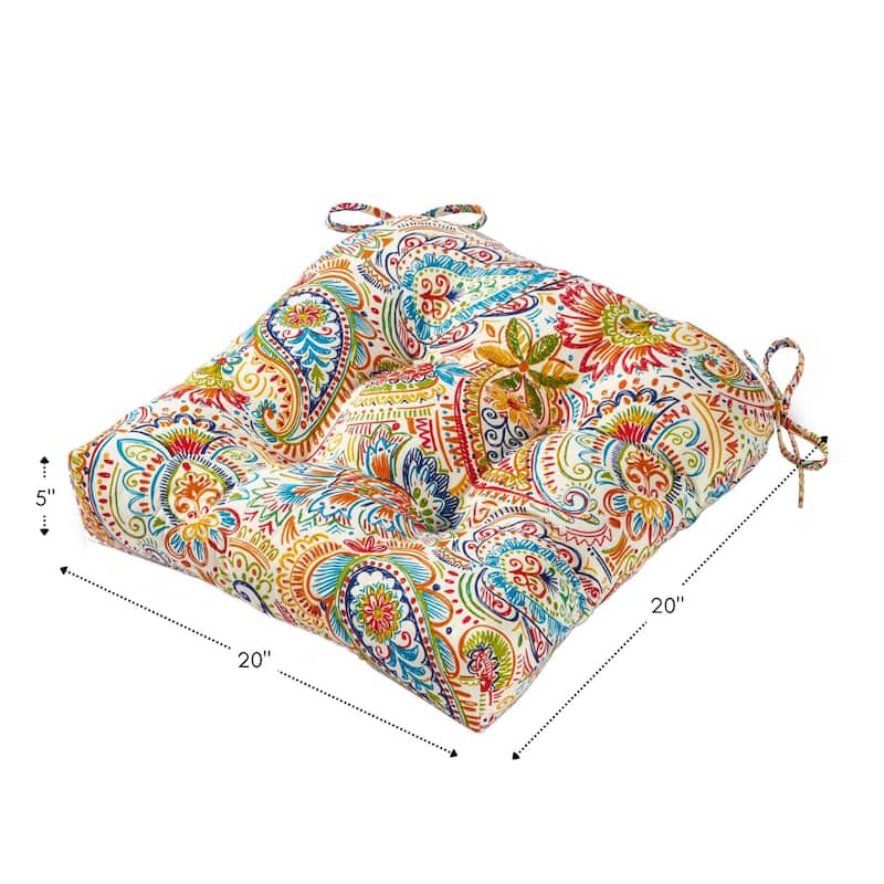 Painted Paisley 20-inch Patio Chair Cushion (Set of 2)