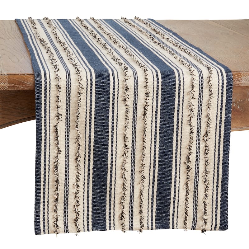 Table Runner With Fringe Stripe Design - 16"x72"