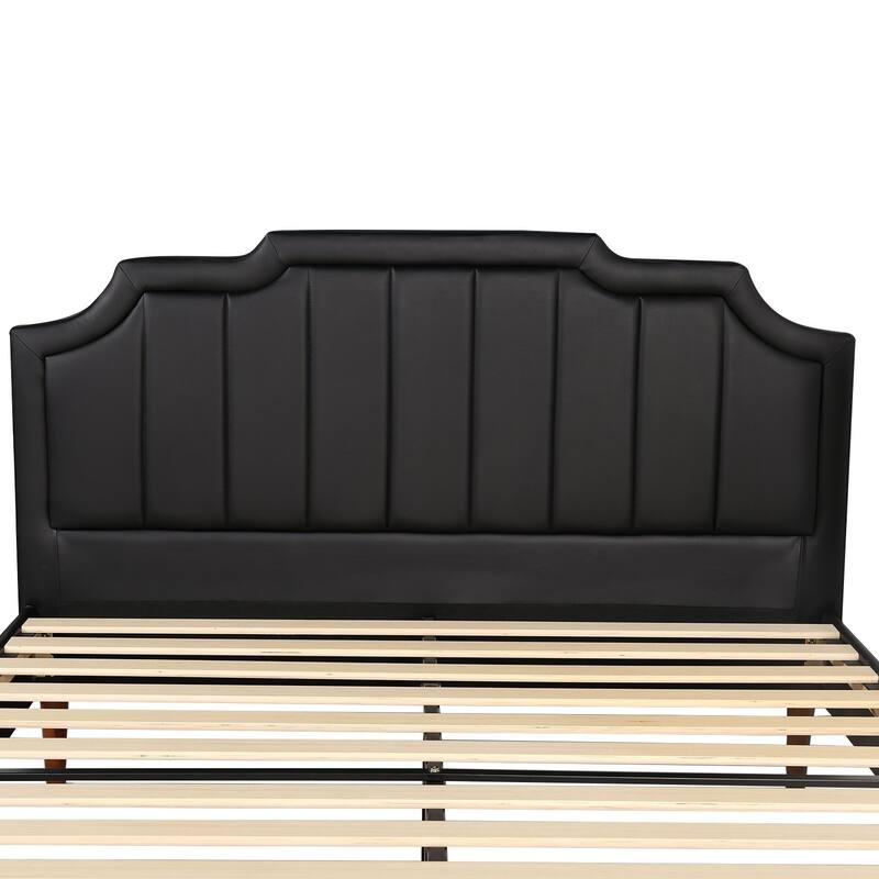 Taomika 3-Pieces Faux Leather Upholstered Platform Bed and Nightstands Sets