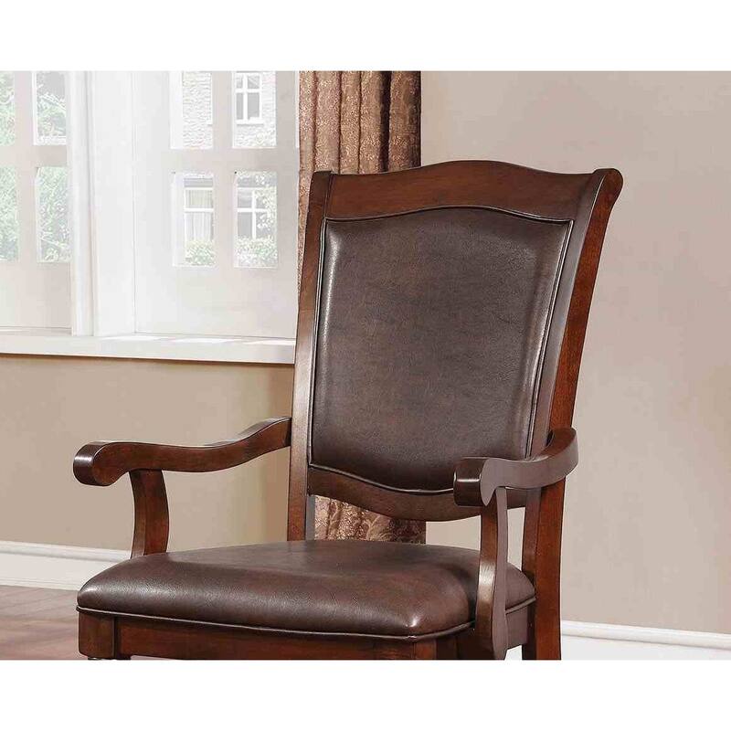 Espresso Finish Arm Chairs Set Modern Leatherette