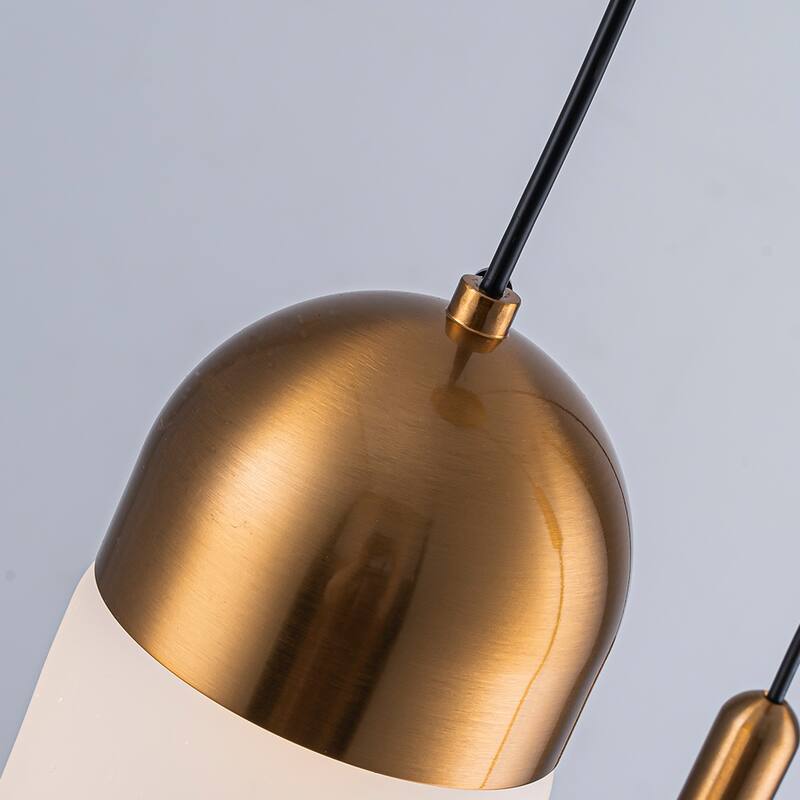 9'' Modern 3-Light Seeded Glass Cluster Integrated LED Pendant In Antique Gold Round Ceiling Lamp - W9''