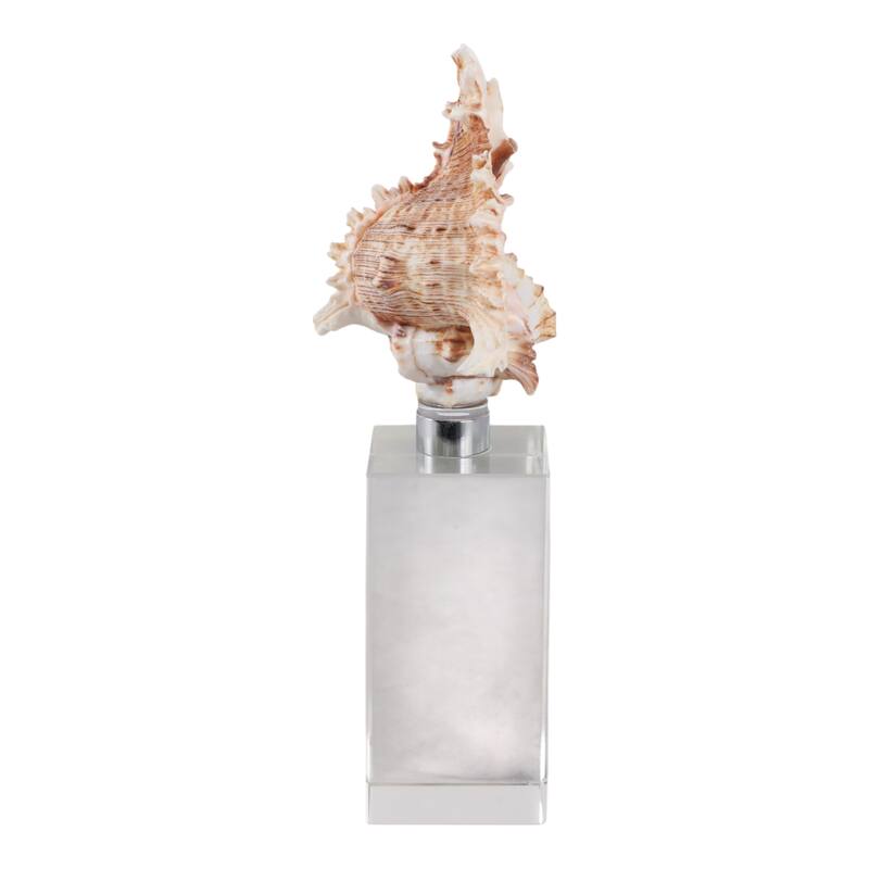 Glass Shell Decorative Object Crystal Block Base Coastal Glam Design