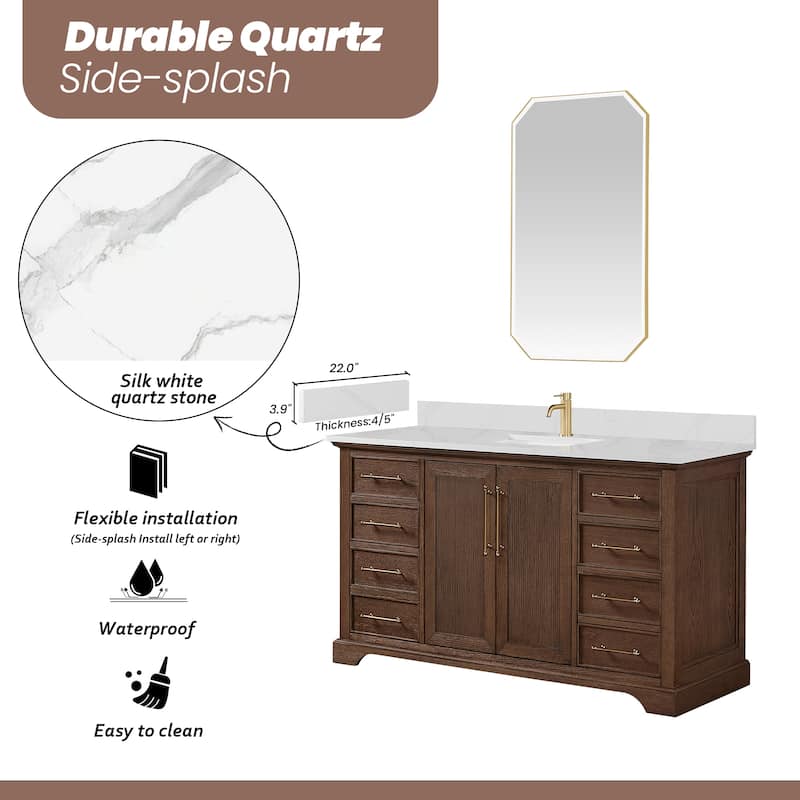 Tokyo Bath Vanity with Quartz Stone Top without Mirror