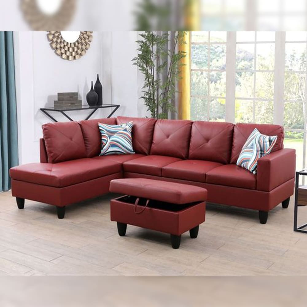 Dark red best sale sectional couch