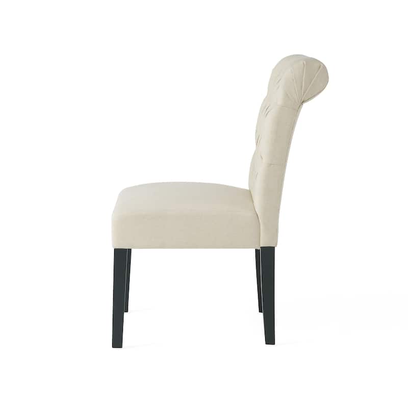 Roomfitters Tufted Dining Chair Set of 2, Padded Seating, Ivory