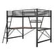 preview thumbnail 7 of 9, Full Size Loft Bed Metal & MDF Frame Guardrail Bed with Built-In Desk and Shelf, No Box Spring Needed