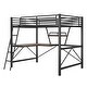 preview thumbnail 7 of 20, Full Size Loft Bed with Desk and Shelf, Sturdy Metal Frame, Black