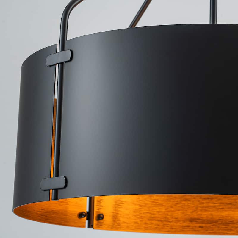 4-Light Modern Industrial Drum Pendant Light with Bronze Finish - W22.05"