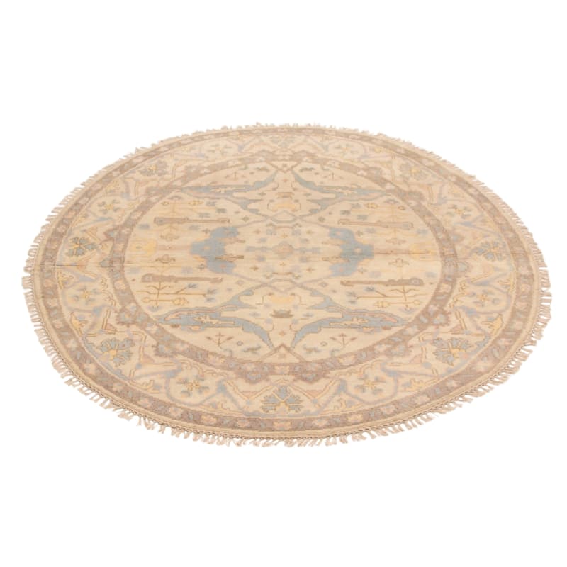 ECARPETGALLERY Hand-knotted Royal Oushak Ivory Wool Rug - 5'11 x 5'11