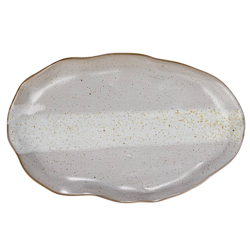 Stoneware Organic Shaped Plate - 7.8"L x 5.0"W x 0.8"H