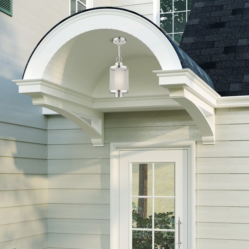Livex Lighting 1-light Brushed Nickel Outdoor Chain Lantern, 20685-91 - 7" Dia x 14.5" H
