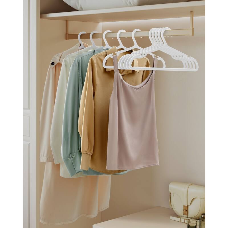 50 Slim Plastic Hangers with Shoulder Notches and Non-Slip Ridges for Closet Organization and Storage - 16.4"L x 0.16”W x 8.3"H