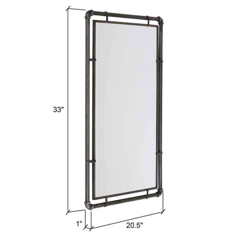 Morse Rectangular Industrial Grey Metal Bathroom Vanity Wall Mirror (Set of 2) - 33"H x 20.5"W x 1"D (Per Mirror)