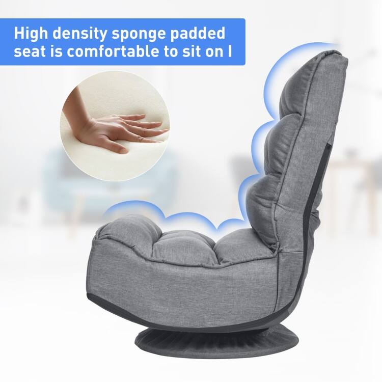 360-Degree Swivel Floor Chair with Foldable Design and Adjustable Backrest
