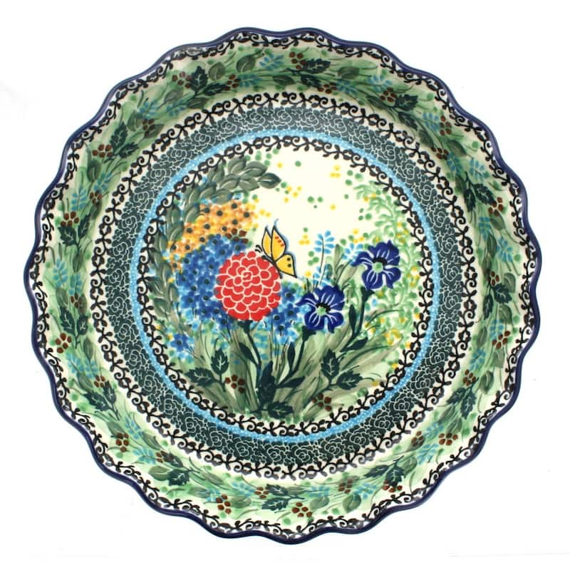 Blue Rose Polish Pottery 636 Ceramika Artystyczna Pie Plate