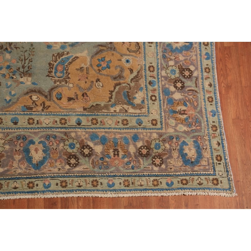 Floral Tabriz Persian Rug Traditional Hand-Knotted Wool Carpet - 9'7"x 12'4"