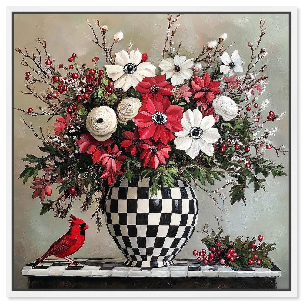 Checkerboard Vase Blooms I Canvas by Art Remedy
