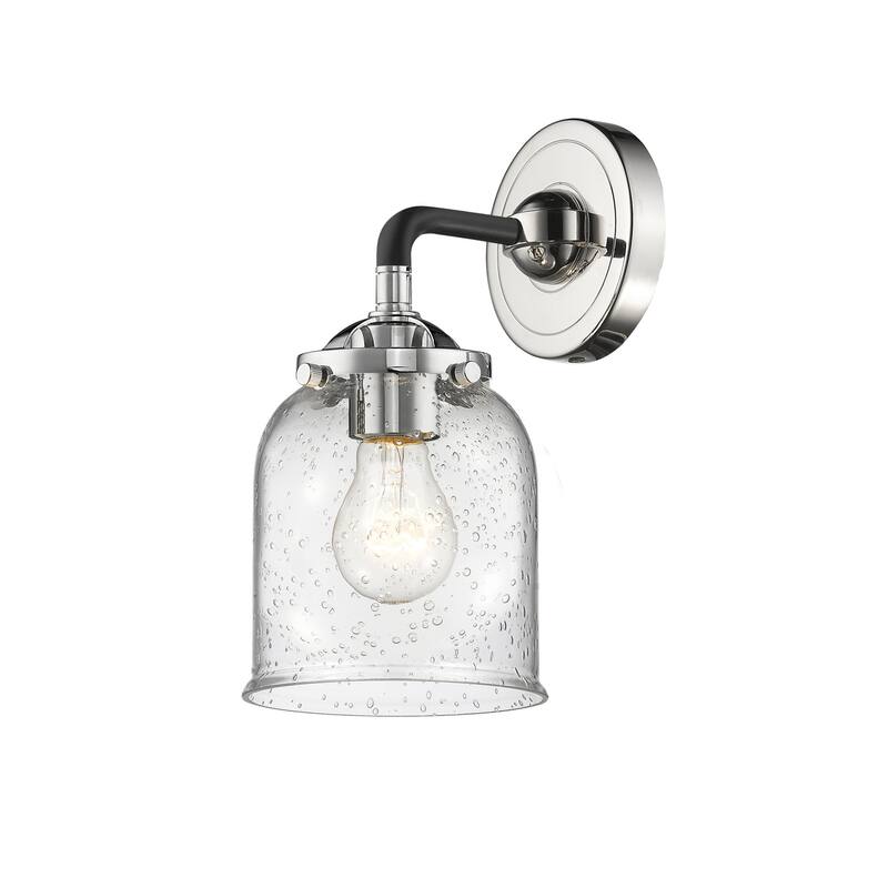 Innovations Lighting Small Bell Single Light 9" Tall Bathroom Sconce - Black Polished Nickel / Seedy