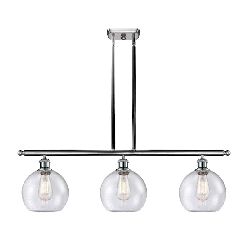 Innovations Lighting Athens 3 Light 36" Island Light - 8" Shade - Seedy/Brushed Satin Nickel