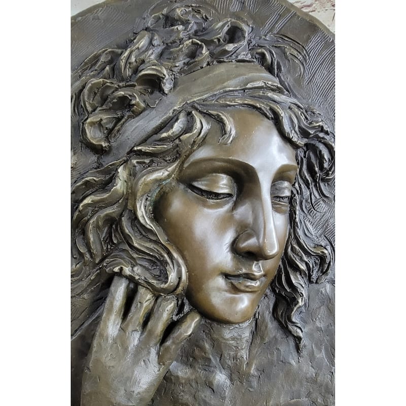Art Nouveau Bronze Wall Art Hanging Portrait Of A Woman By Jean Patoue