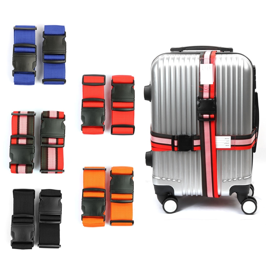 Travel Case Accessories Black Luggage Belts Suitcase Straps Adjustable and Durable 2 Pack