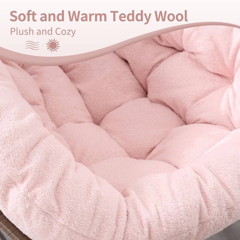 Outdoor rattan rocking chair, padded penguin rocking chair,lounge chair Outdoor for Front Porch,Living Room,Patio,Garden
