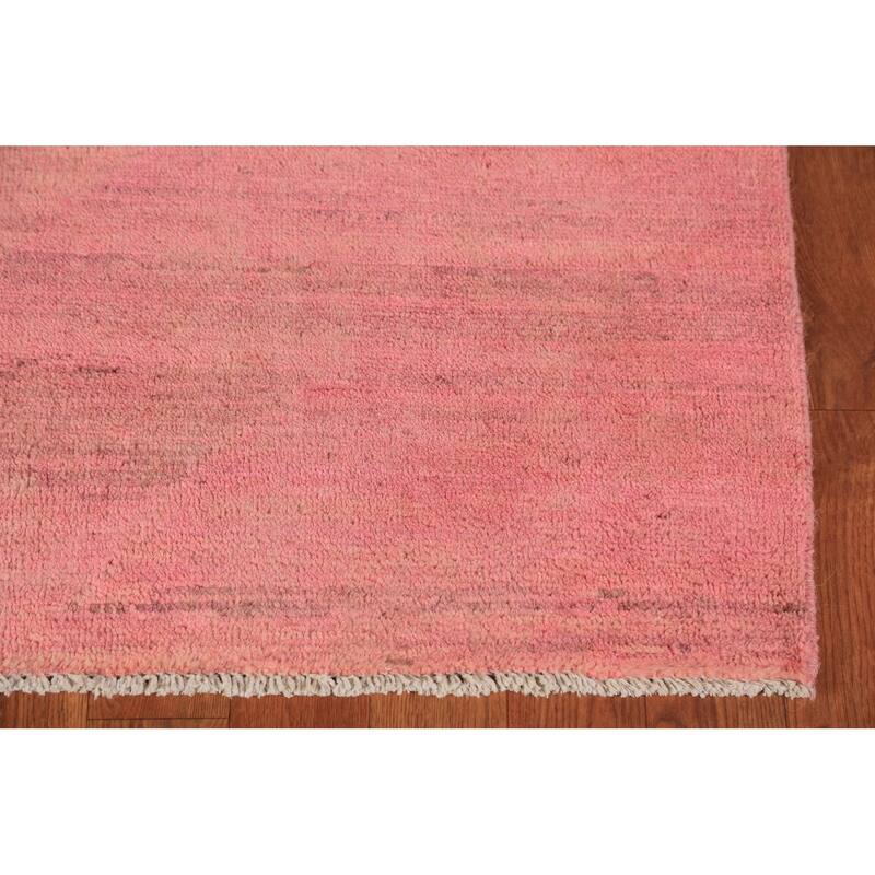 Pink Modern Gabbeh Oriental Area Rug Hand-Knotted Wool Carpet - 6'4" x 9'7"