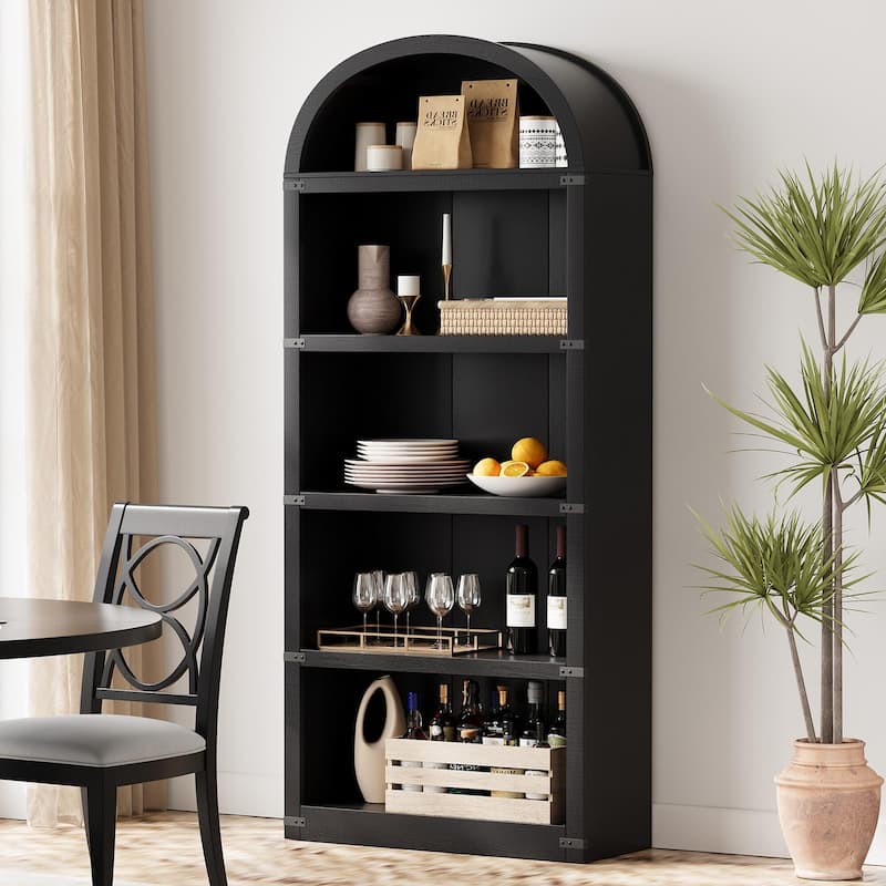 71.7" Tall Arched Bookshelf, 5-Tier Arched Display Cabinet with Storage Shelves