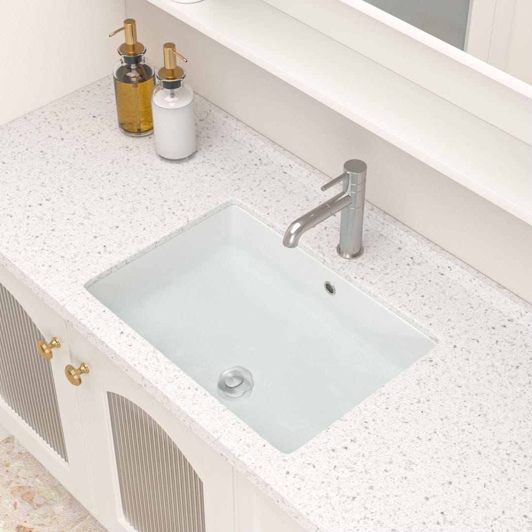 Kichae Undermount Bathroom Sink 20 Inch Ceramic Sink with Overflow