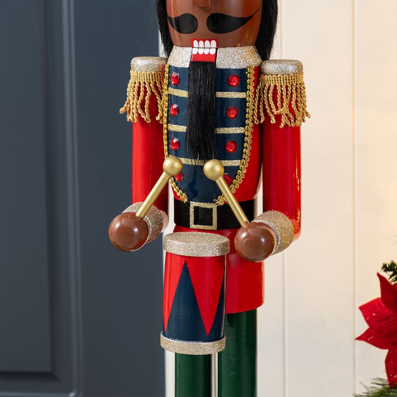 Glitzhome Wooden Christmas African King Soldier Nutcracker