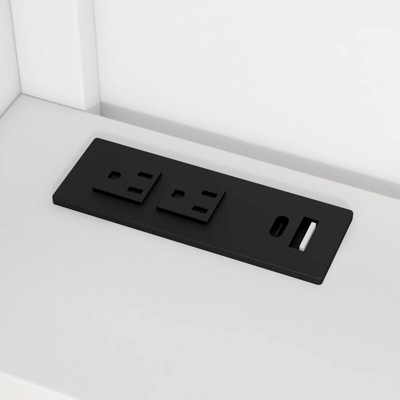 Roomfitters Twin/Full Wood Daybed with Storage Shelves, USB Ports and Trundle, White