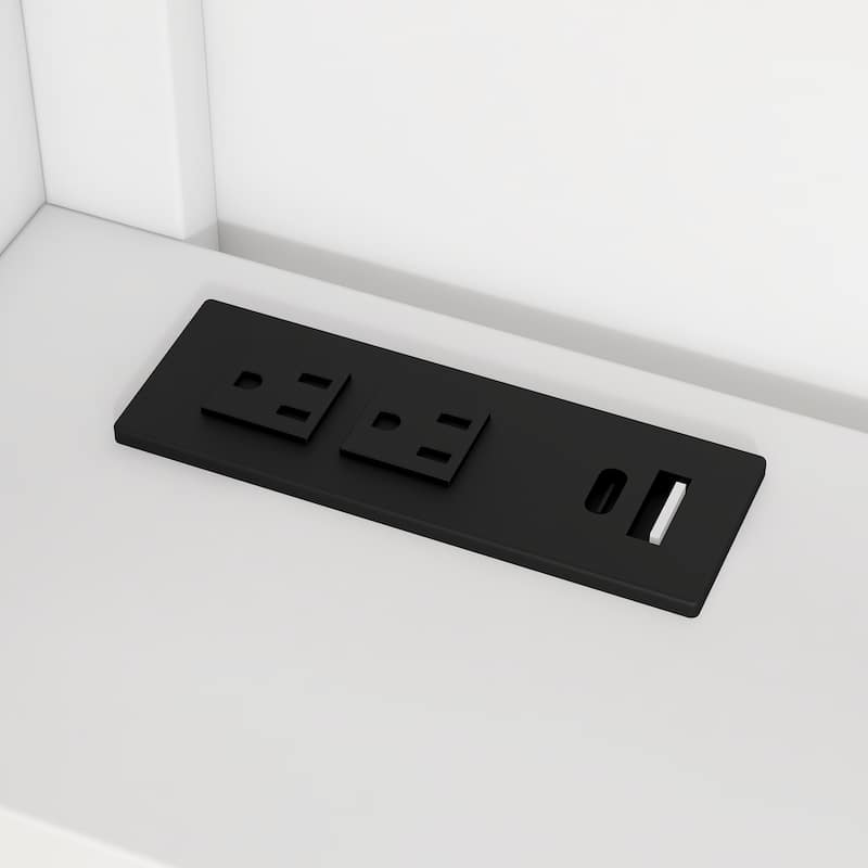 Wood Daybed with Storage Shelves, Charging Station & Upholstered Back by Harper&Bright Designs