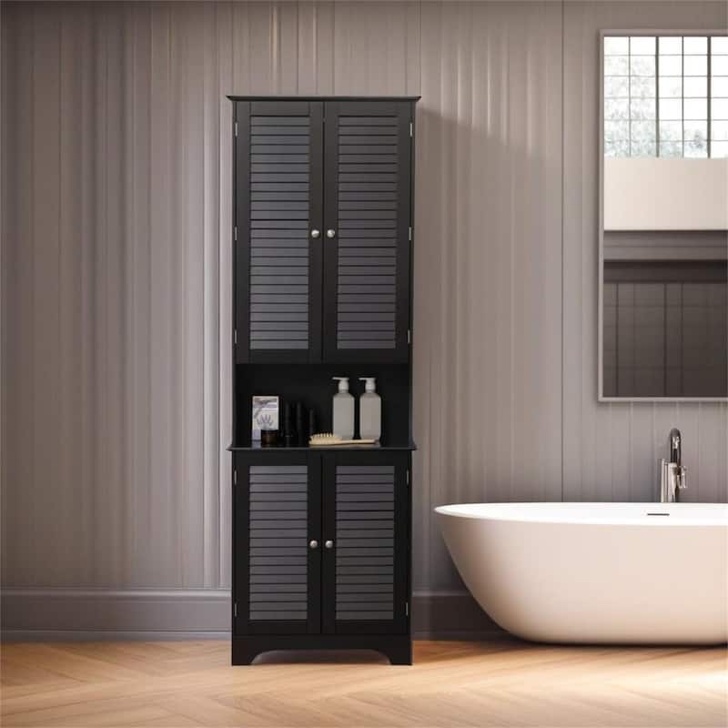 Tall Narrow Bathroom Storage Cabinet - Black