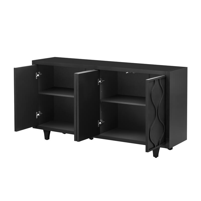 Stylish Storage Cabinet Sideboard Wooden Cabinet with Embossed Curved Doors,Suitable for Living Rooms, Entrance and Study Rooms