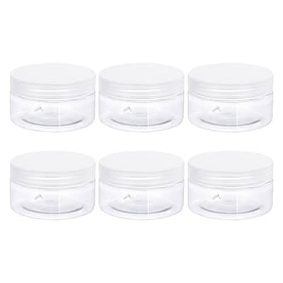 Round Plastic Jars with Transparent Screw Top Lid, 6Pcs