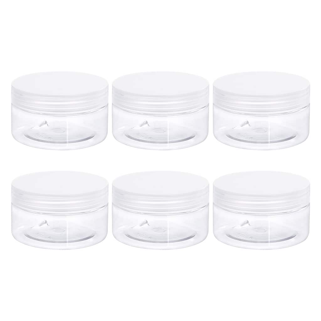 Round Plastic Jars with Transparent Screw Top Lid, 6Pcs