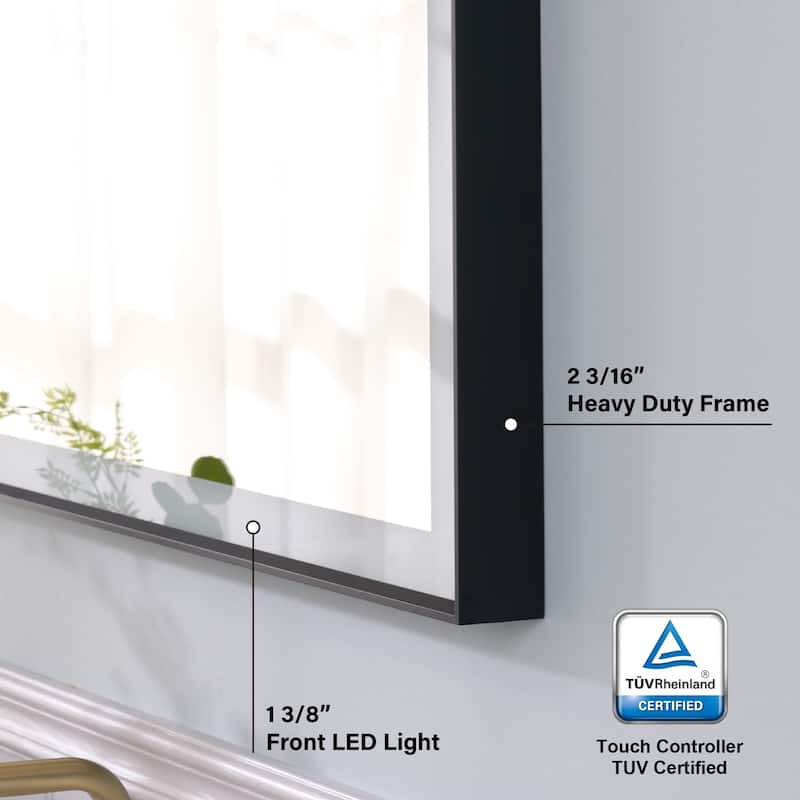Wall Mounted Bathroom Heavy Duty Framed LED Mirror With bright light And And Memory Function