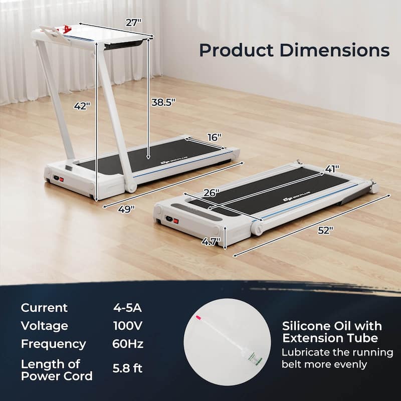 Goplus 2.25HP 3-in-1 Folding Treadmill W/Table Speaker Remote Home - See details